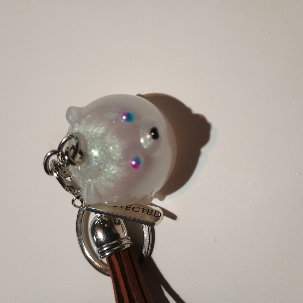 Adorable Ghost Keychain with Silver and Beads